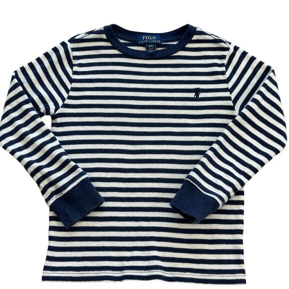 POLO RALPH LAUREN Navy Striped Top 4/4T - Picture 1 of 4